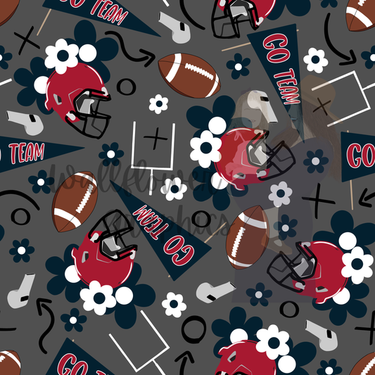 Red and Blue Floral Football