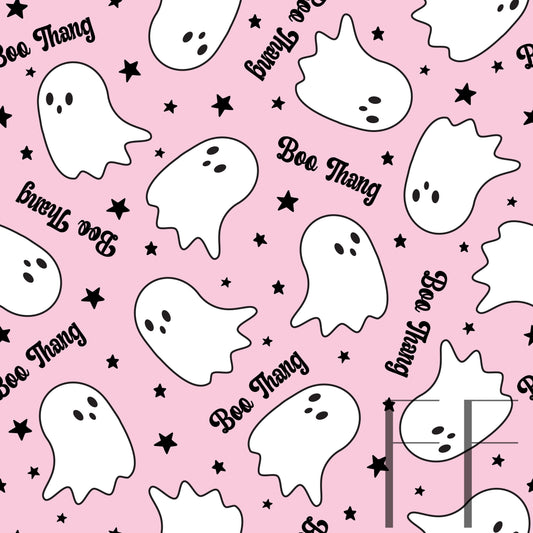 BooThang Ghosties Pastel raspberry Pattern