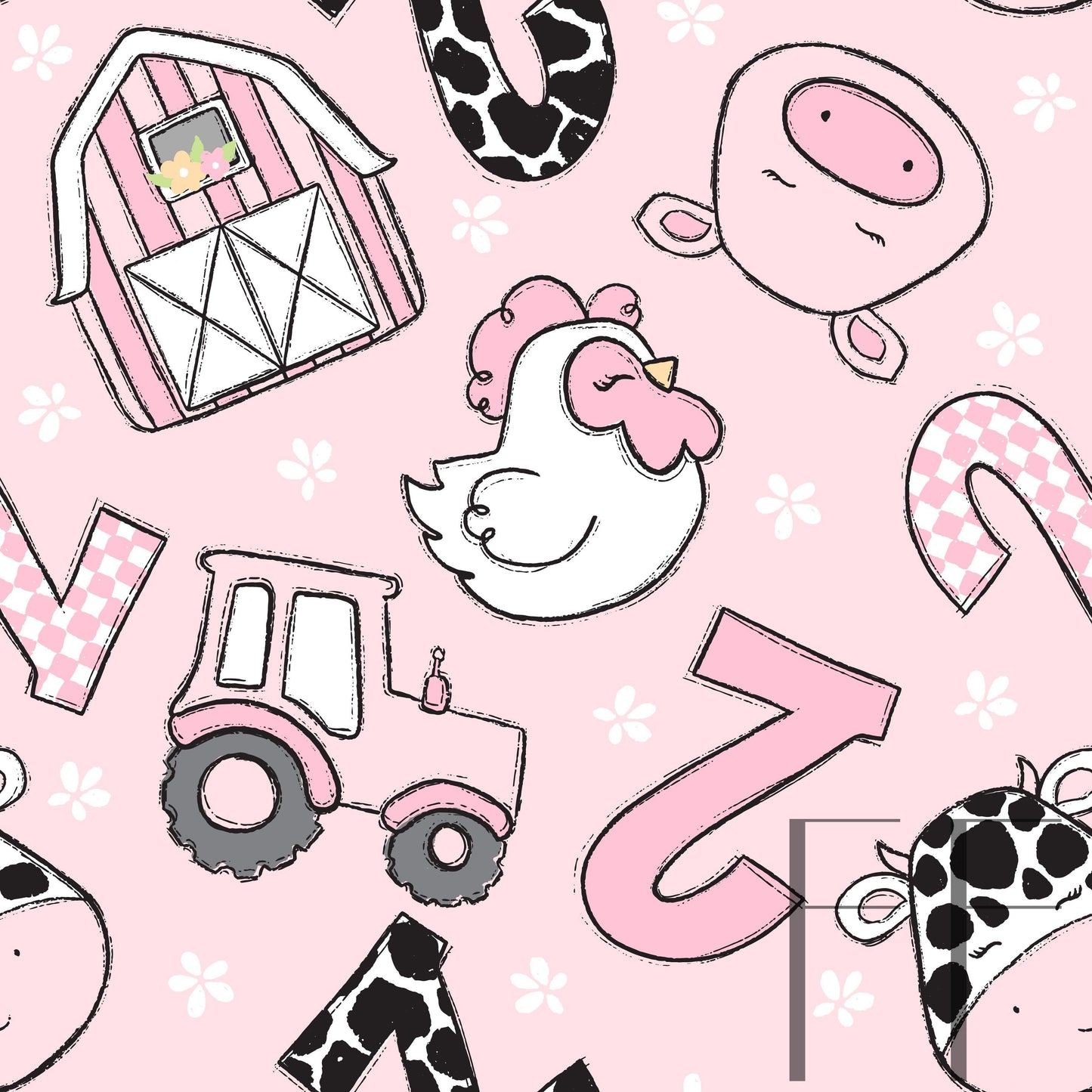 Farm Birthday Girl TWO Pink raspberry Pattern