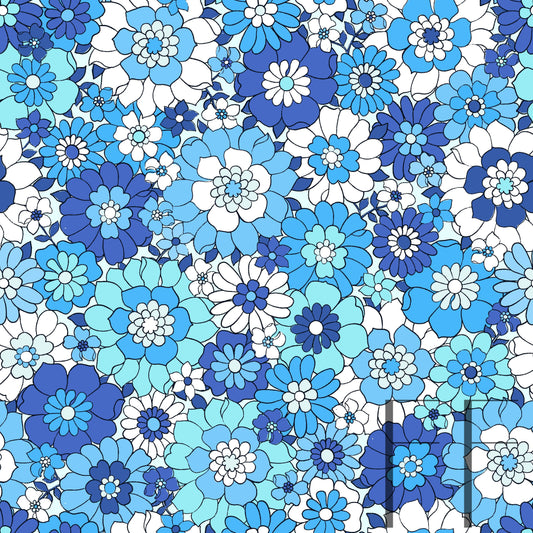 Avery Retro Floral Bright blue Raspberry Pattern