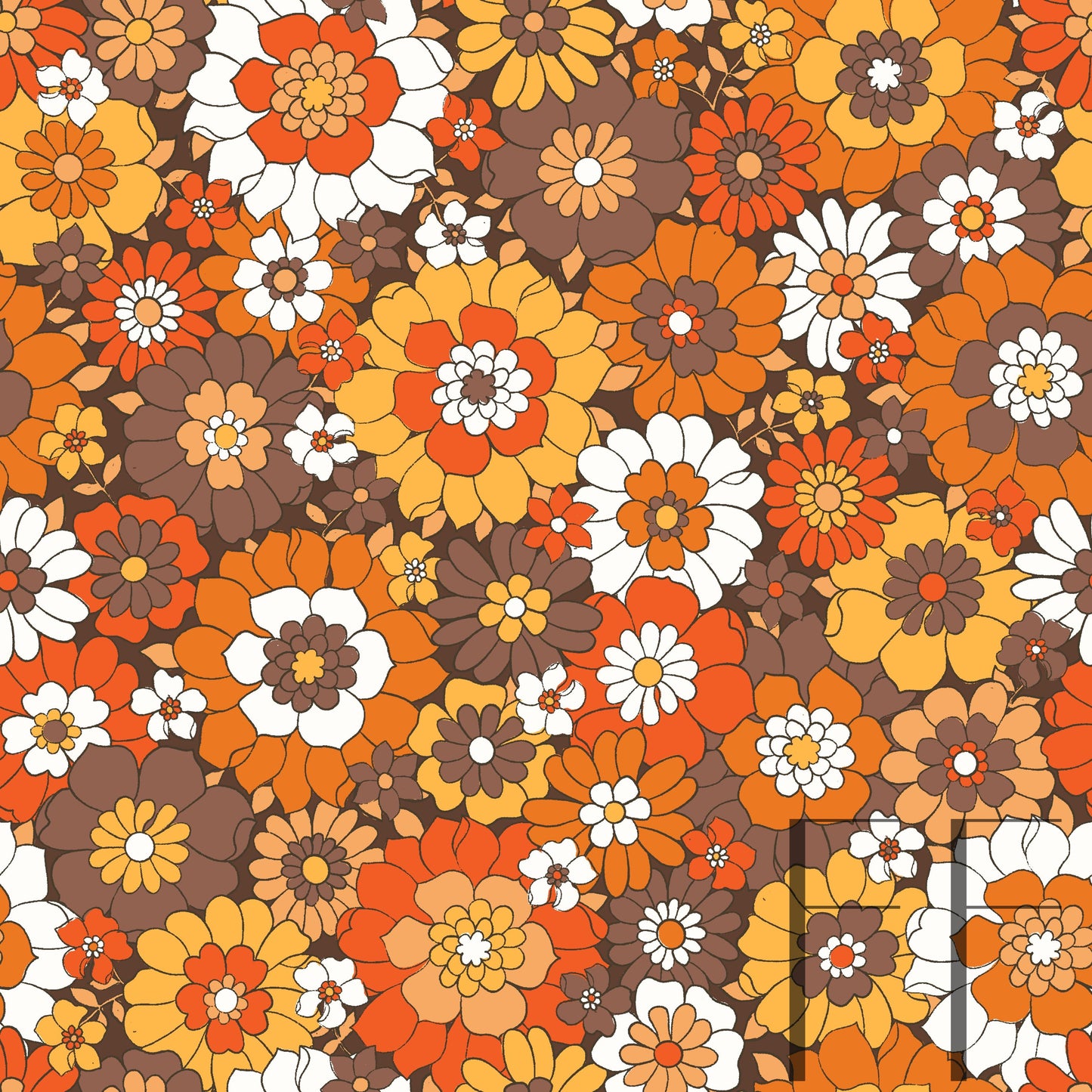 Avery Retro Floral Fall Raspberry Pattern