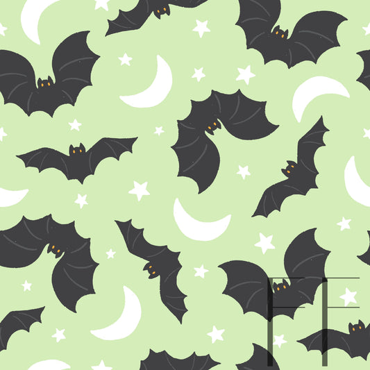 Halloween Bats Grey on pastel lime raspberry Pattern