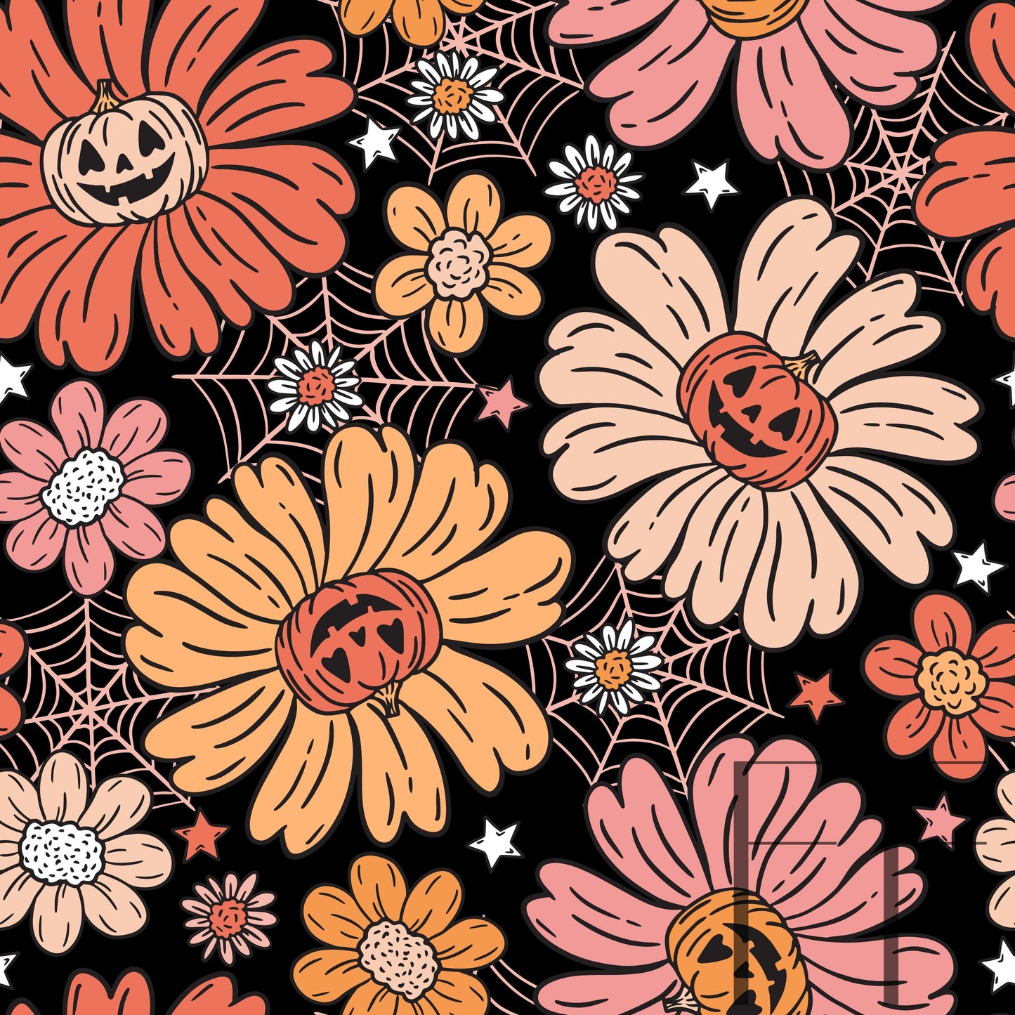 Jack O Lantern Gelati Floral BG Raspberry Pattern