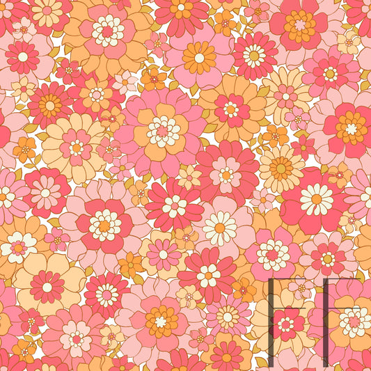 Avery Retro Floral Pink Raspberry Pattern