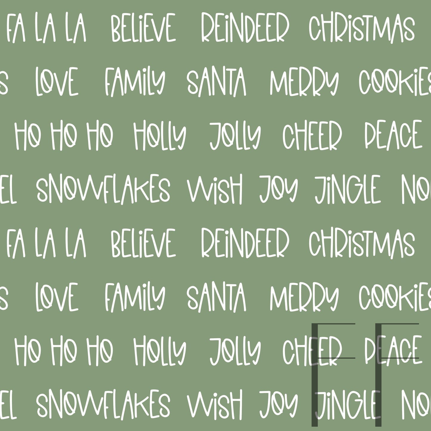 Christmas Words Mid Warm green raspberry pattern