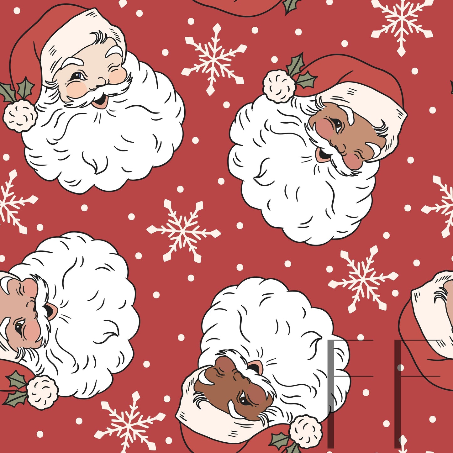 Muted Christmas Inclusive Santa raspberry Pattern