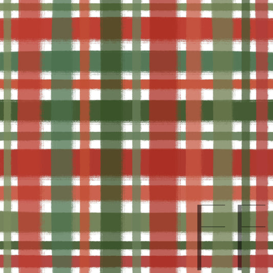 Painted Christmas Plaid Raspberry Pattern