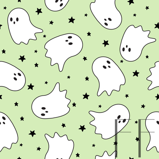 Ghosties Pastel Lime Raspberry Pattern