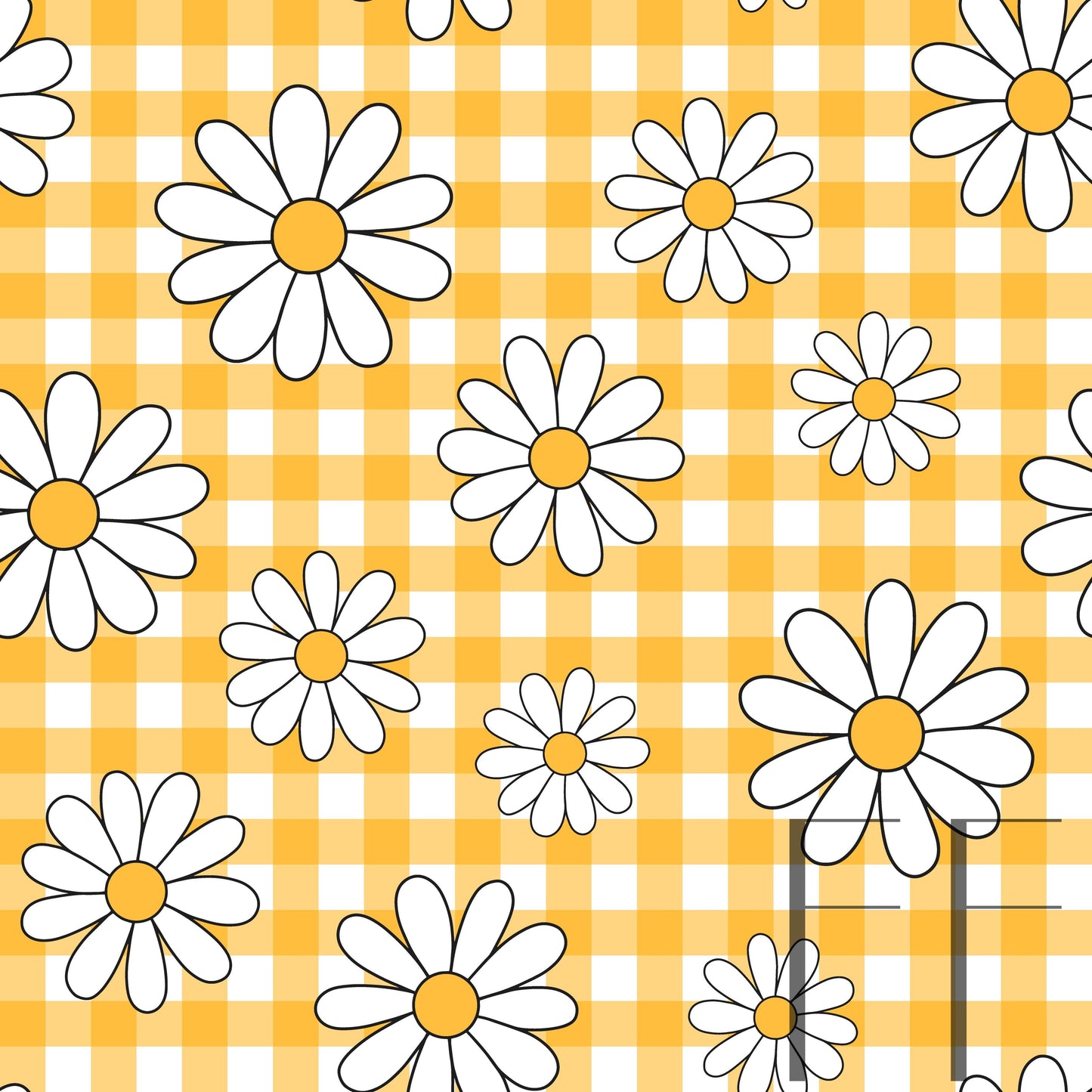 White Daisy Yellow Gingham Raspberry Pattern