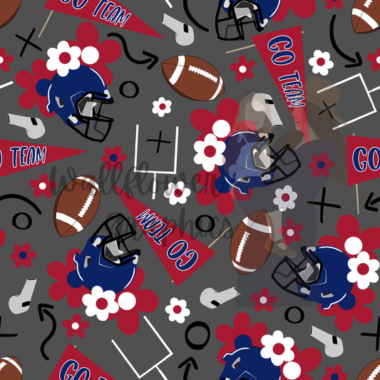 Red and Dark Blue Floral Footballs