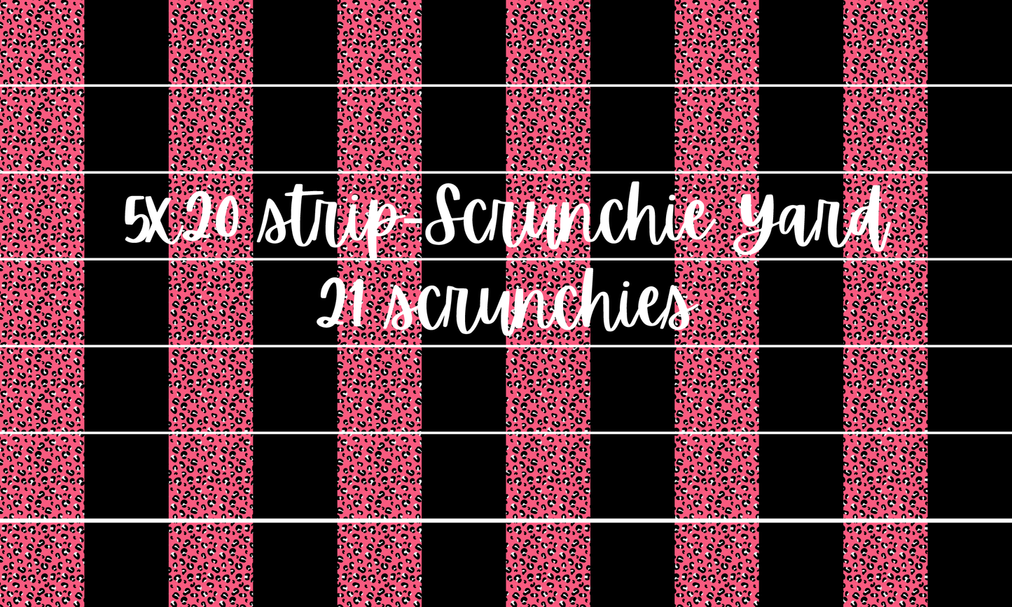 Pink Leopard Black 5x20 Scrunchie Yard