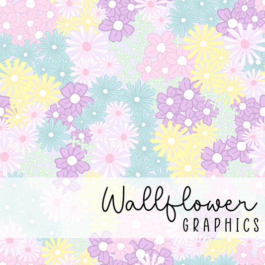 Pastel Field of Flowers