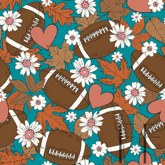 Fall Footballs Miami Raspberry Pattern