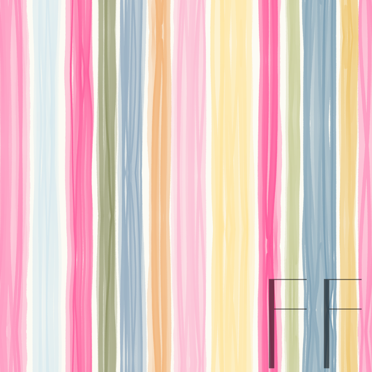 Pink Blue Spring Floral Stripes