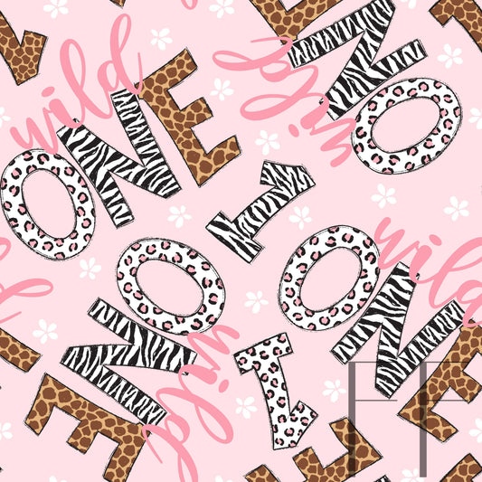 Wild One Typography Pink raspberry Pattern