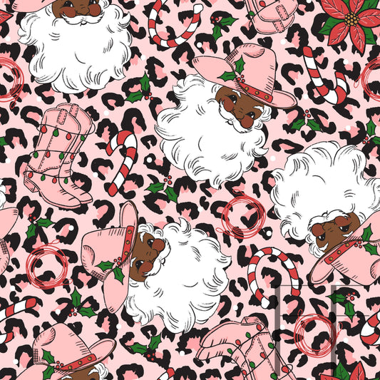 Cowboy Santa Dark Skin pink leopard raspberry Pattern