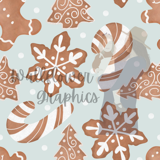 Watercolor Gingerbread-Blue