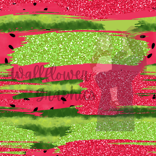 Watermelon Glitter Brushstroke