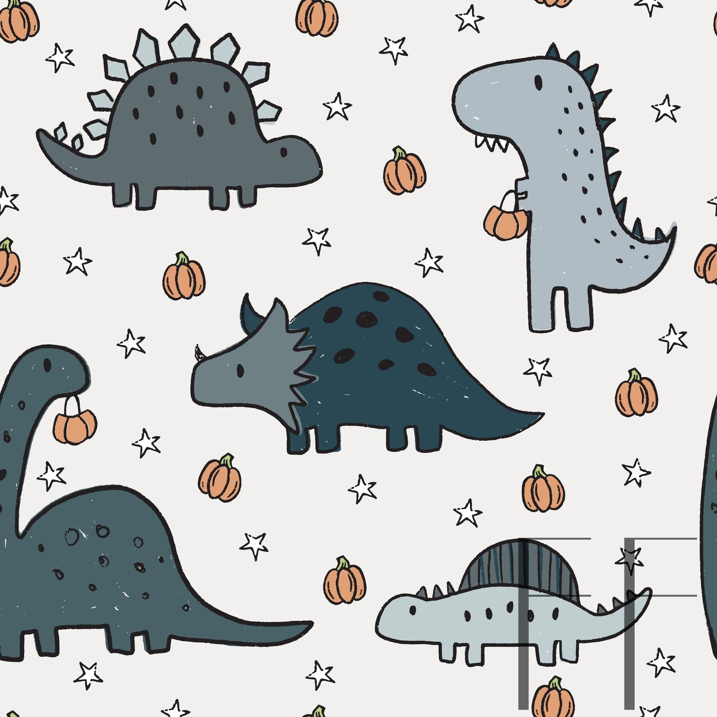 Halloween Trick or Treat dinos blue Raspberry Pattern