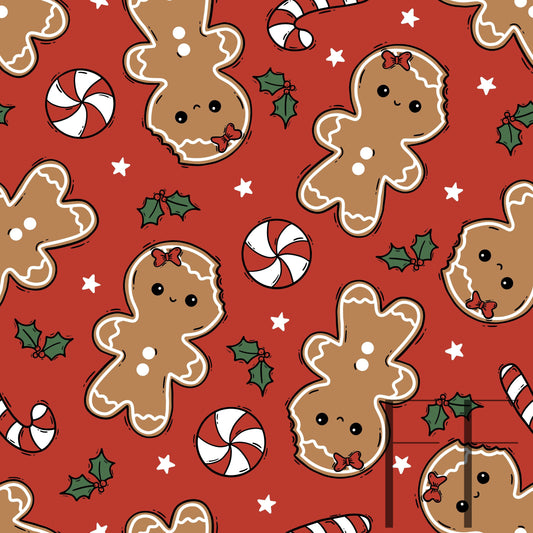 Gingerbread Girl with Bow Red raspberryPattern