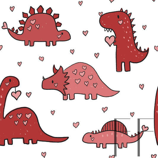 Valentine Dino Red White BG raspberry pattern