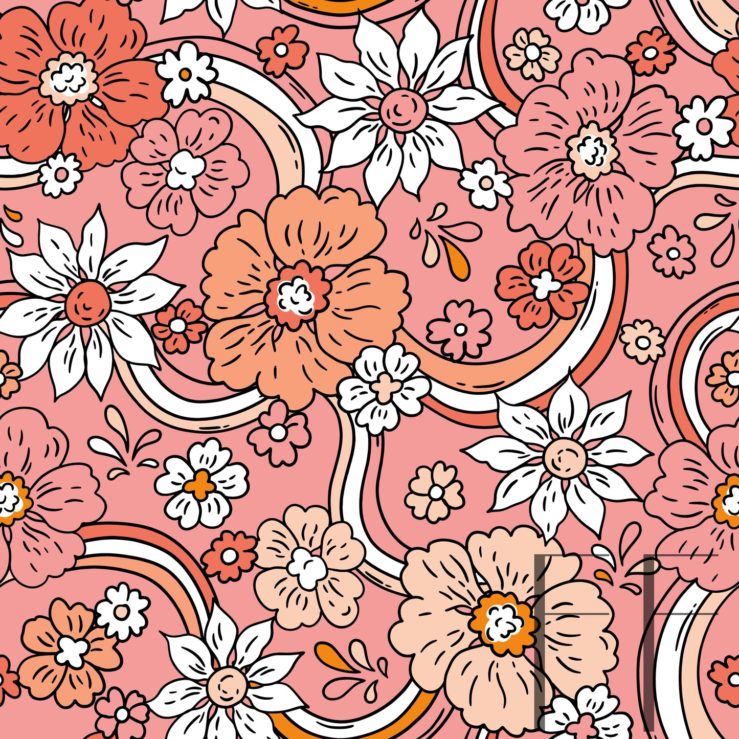 Summer Sorbet Floral Rainbow BG raspberry Pattern