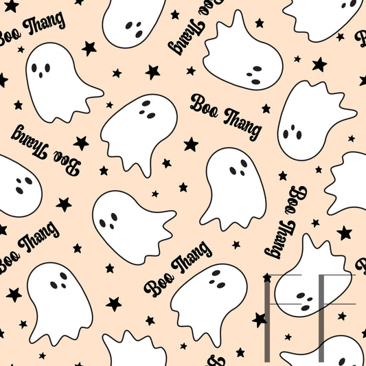 Boo Thang Ghosts Light apricot raspberry Pattern