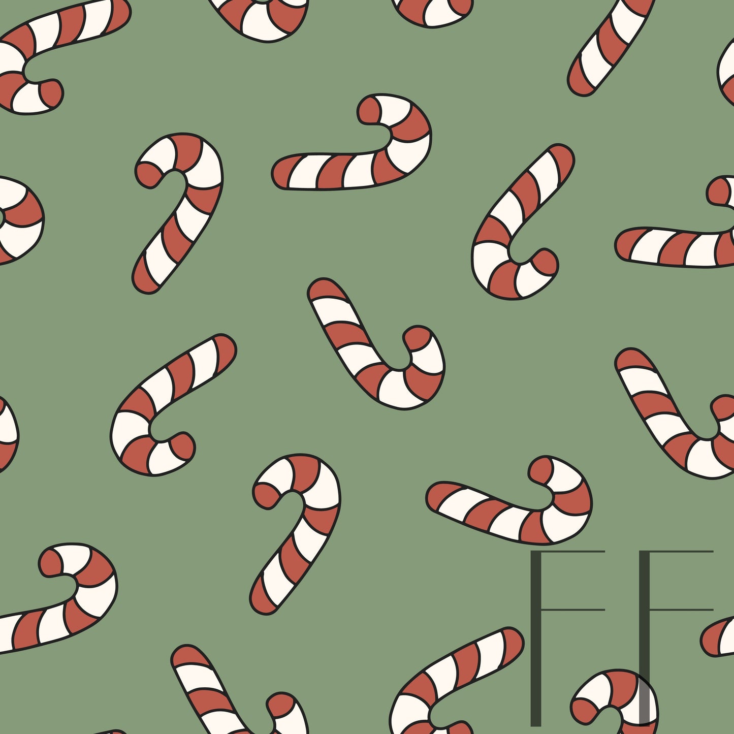 Candy Canes Green Raspberry pattern