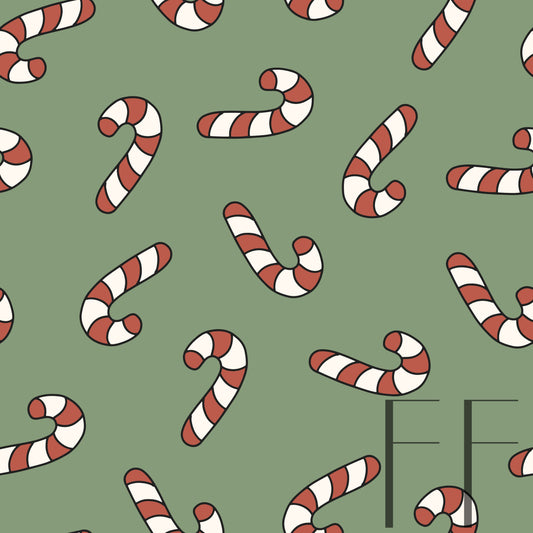 Candy Canes Green Raspberry pattern