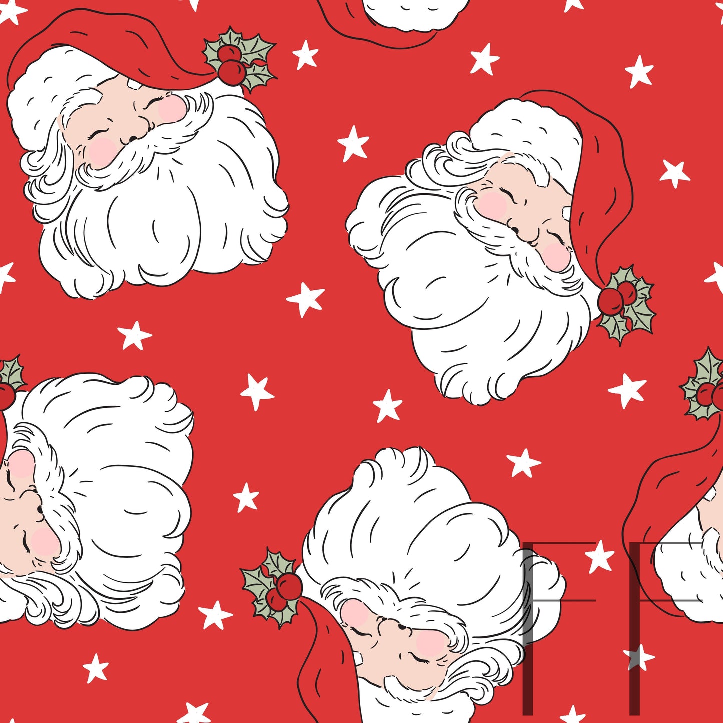 Boho Vintage Red Santa fair raspberry Pattern