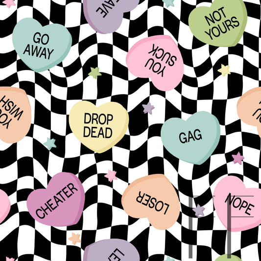 Pastel Conversation Heart Not Sweary Checker raspberry pattern