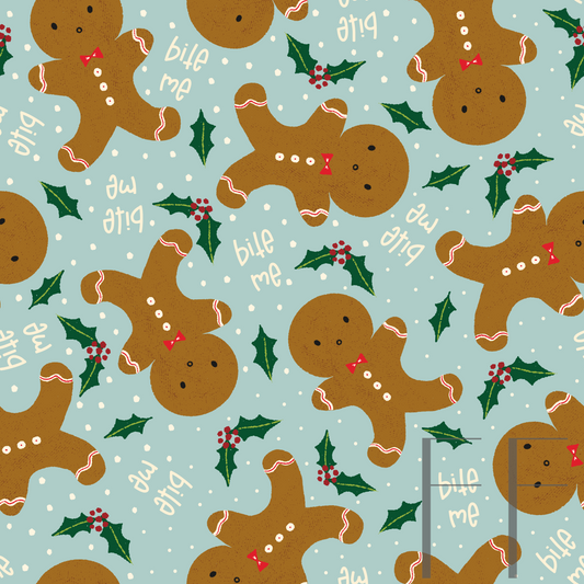 Bite Me Gingerbread Men blue raspberry Pattern