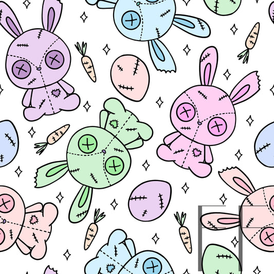 Pastel Rainbow Zombie Bunnies raspberry Pattern