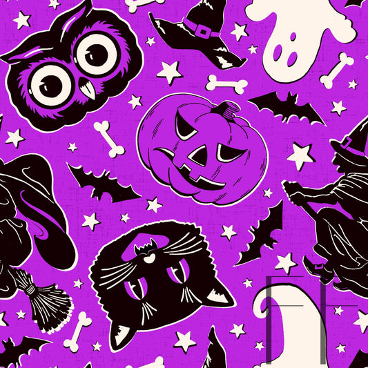 Vintage Halloween Purple raspberry Pattern