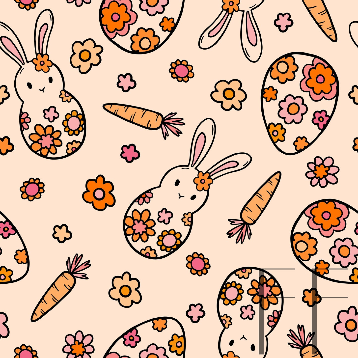 Groovy Bunny Pinky Beige BG raspberry Pattern