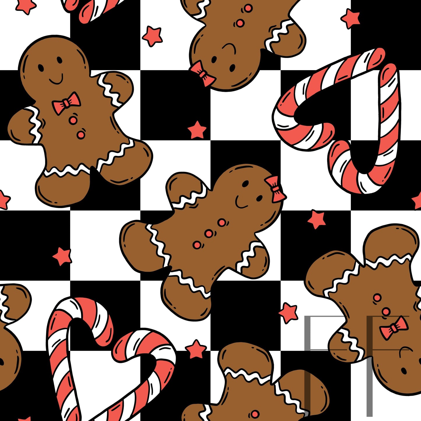 Love Gingerbread Checkers Raspberry Pattern