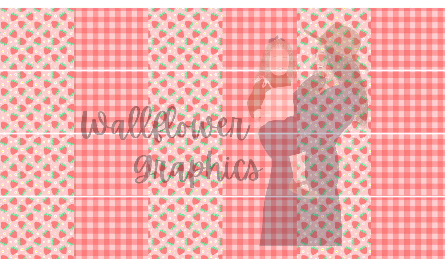 Strawberry and Flower gingham Headbands