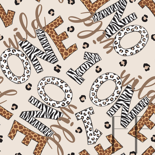 Wild One Typography Beige raspberry Pattern