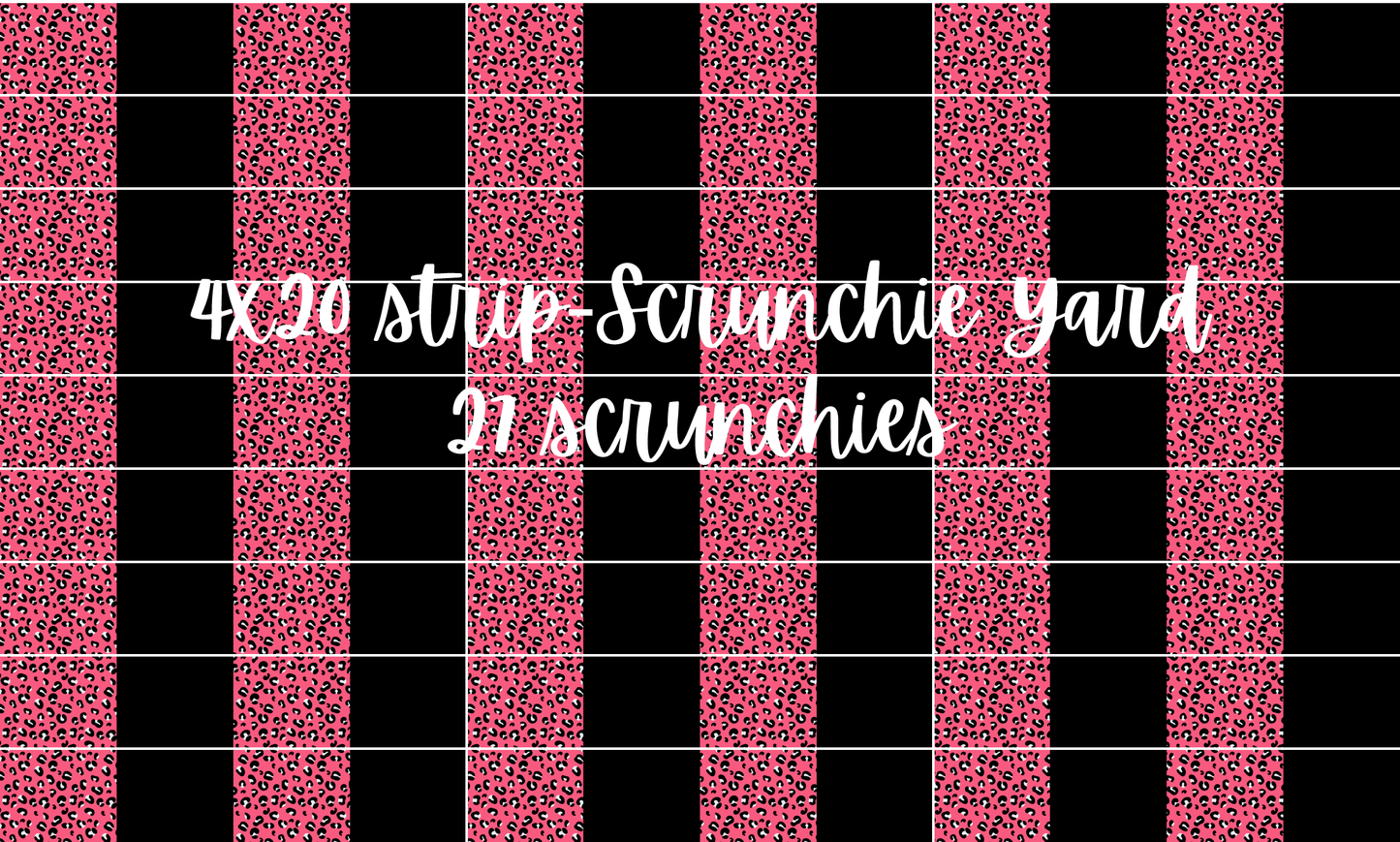 Pink Leopard Black 4x20 Scrunchie Yard