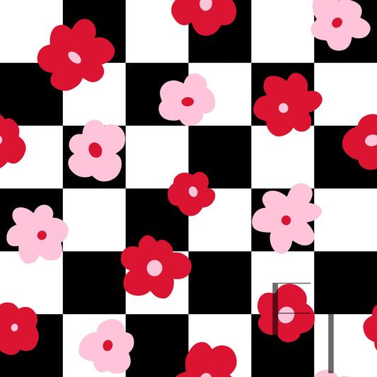 Floral Valentine Checker Raspberry Pattern raspberry pattern