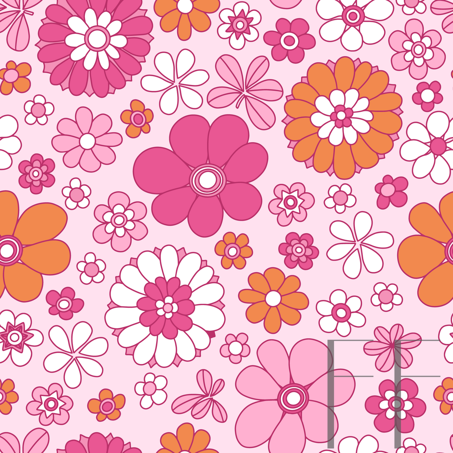 Flower Power Pink Raspberry pattern