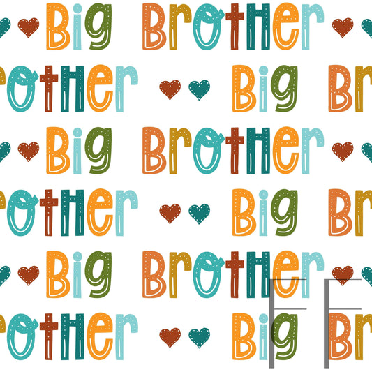 Big Brother Hearts White Bg Raspberry Pattern