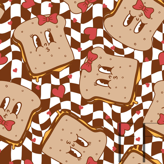 Grilled Cheese Valentine checker BG raspberry pattern