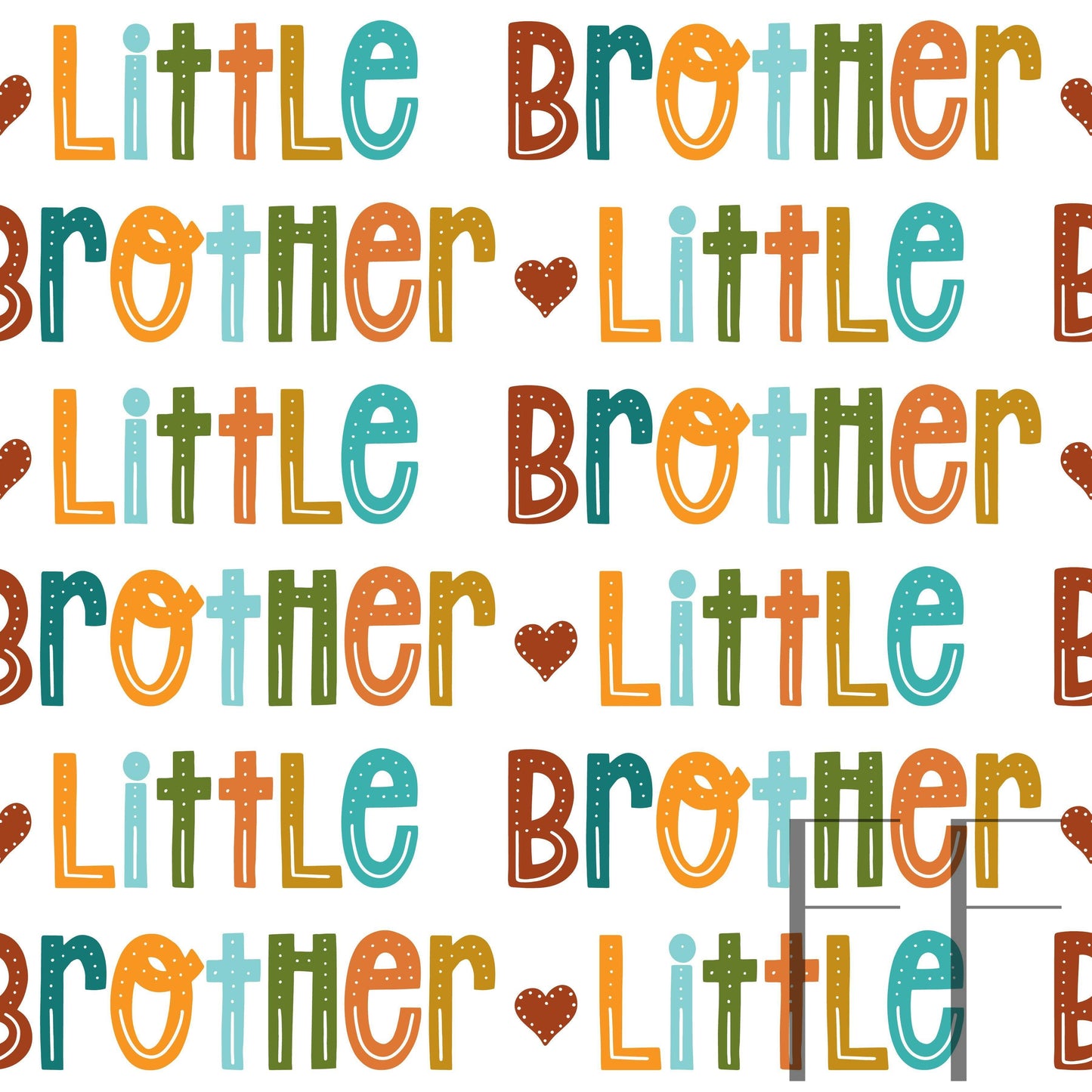 Little Brother Hearts White Bg Raspberry Pattern