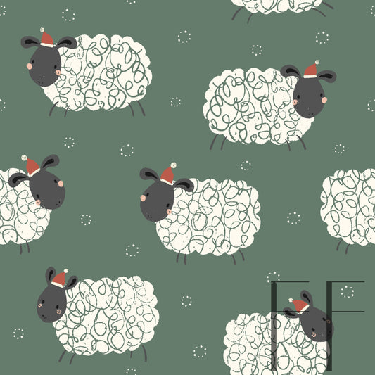 Christmas Sheep Forest Raspberry Pattern