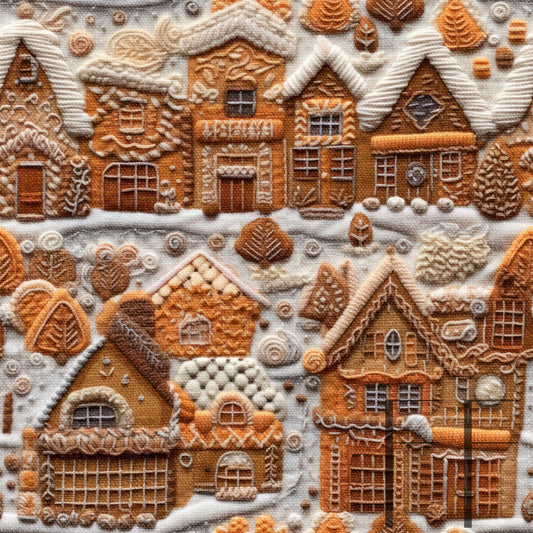 Gingerbread Village Embroidery raspberry Pattern