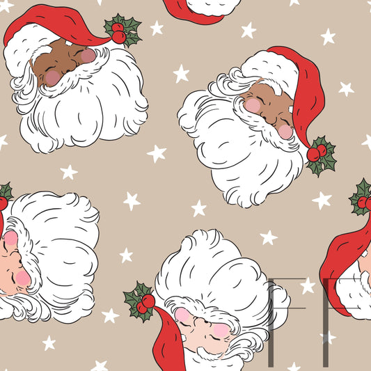 Boho Red Santa Stars Beige pattern Co revised.