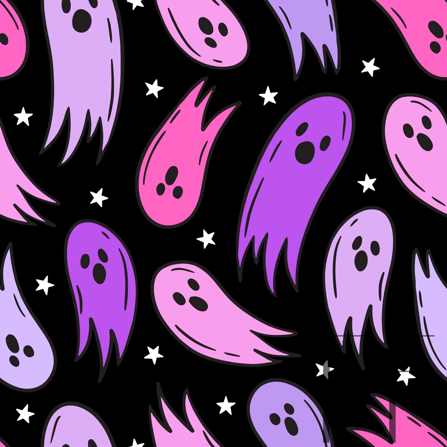 Ghosties Purple Pink Black raspberry Pattern