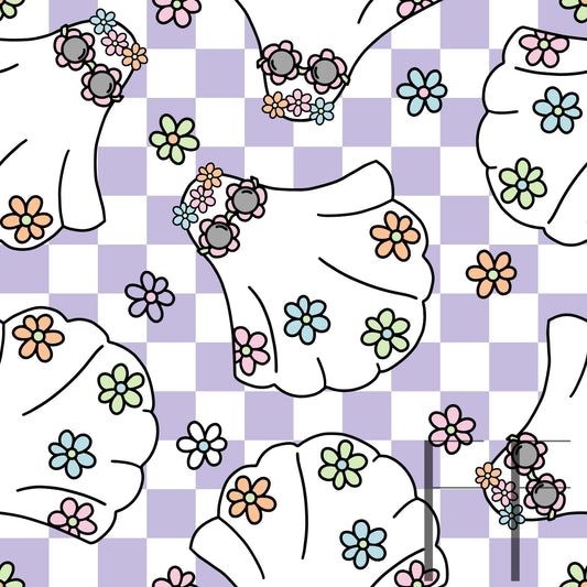 Groovy Ghosts Purple and white raspberry Pattern