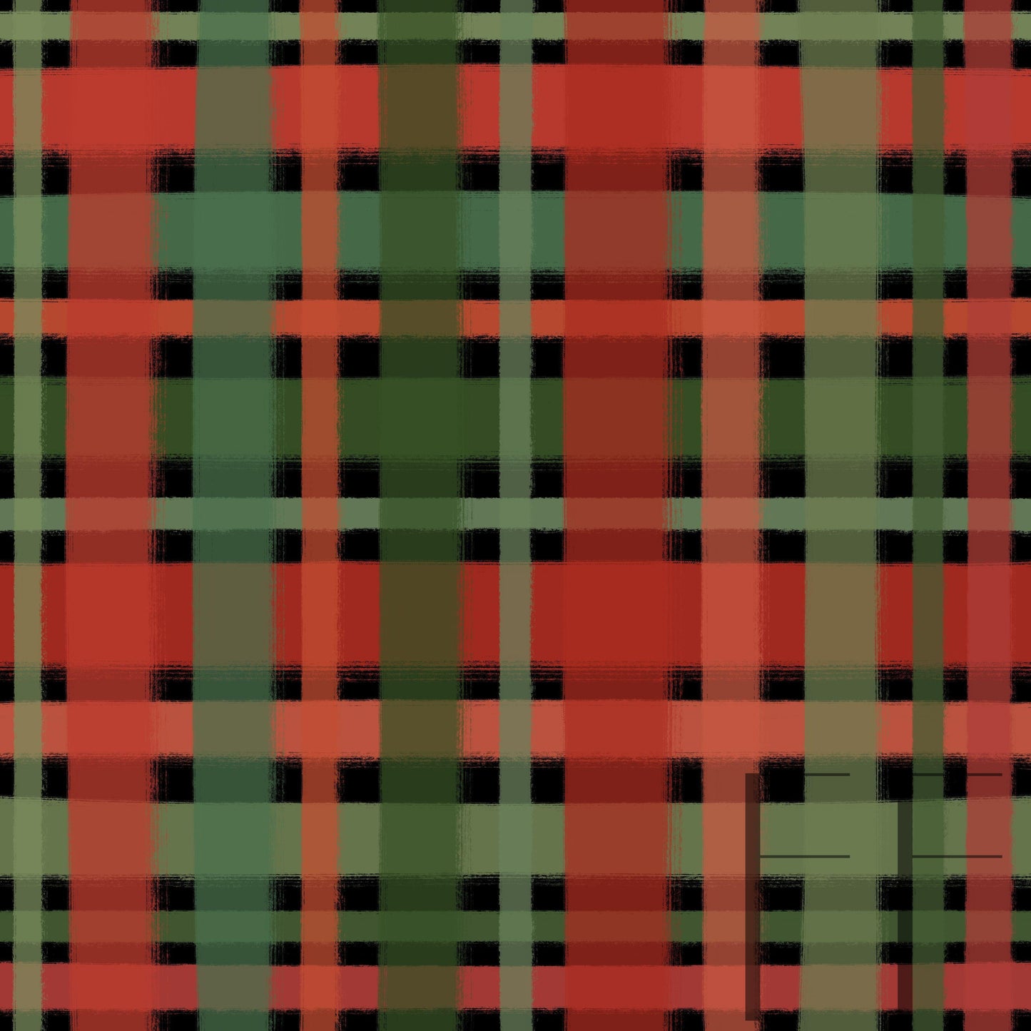 Painted Christmas Plaid Black Bg Raspberry Pattern